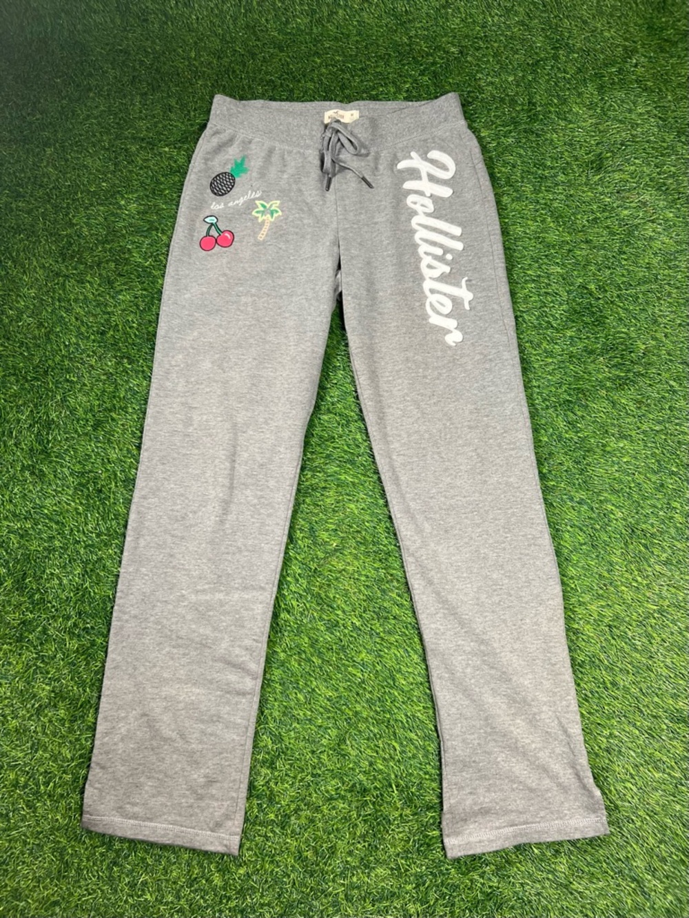 Hollister Gray Graphic Jogger Sweatpants Women’s Medium LA Fruit Palm Tree